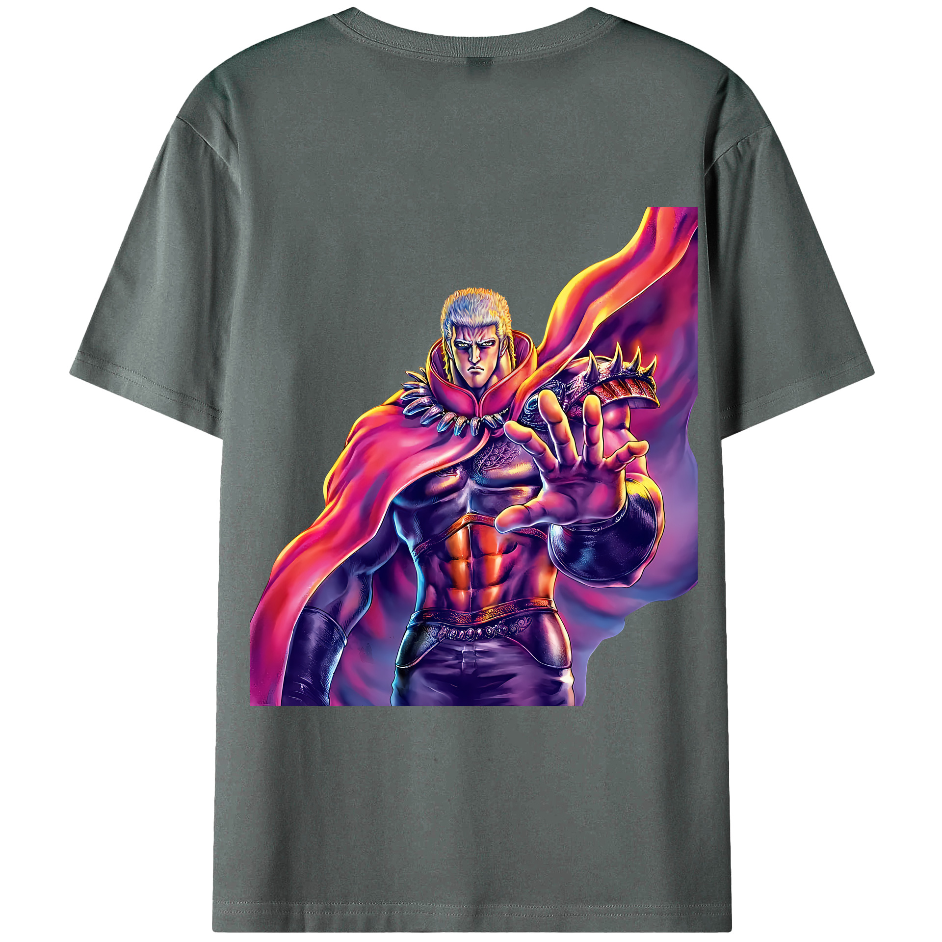 （画像用） 北斗の拳 Fist of the North Star 綿100％ メンズ半袖Tシャツ（バックプリント） 通気性